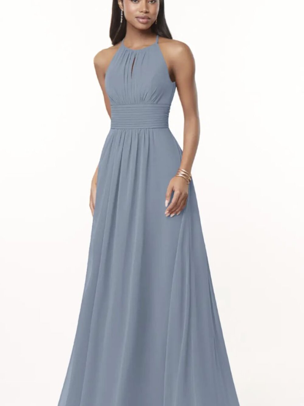 Azazie Bonnie Keyhole Dress in Dusty Blue